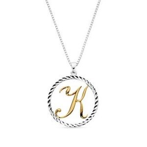 Silverworks Two-Tone Initial K Pendant